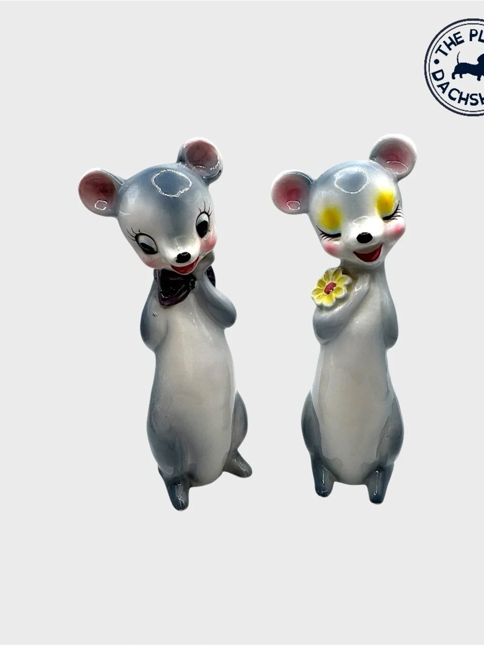 Vintage Tall Ceramic Mouse Shakers